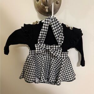 Stylish Black and White Houndstooth Infant Dress